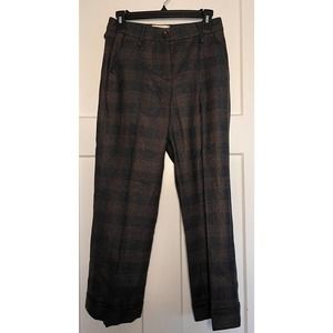 Via Masini 80 Womens Textured Check‎ Pants Brown Bronze Thread Size IT40 US6 EUC